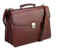 Tony Perotti Italian leather 3 gusset briefcase TP-8009Brn - Brown