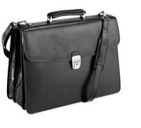 Tony Perotti Italian leather 3 gusset briefcase TP-8009Blk - Black