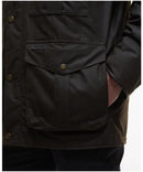 Barbour Westward wax jacket in dark olive with snap pockets and brass buttons