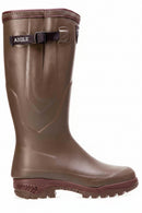 Aigle Parcour Iso 2 khaki rubber wellington boot with adjustable buckle strap