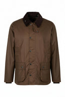 Men's Barbour waxed Bedale jacket in bark brown with chest button pockets