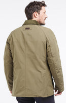 Barbour Clayton casual jacket, olive, back view with yoke seam