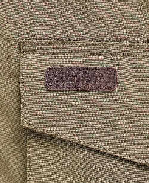 Barbour Clayton casual jacket, olive, stitched Barbour logo patch on pocket