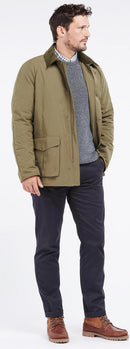 Barbour Clayton casual jacket, olive, full side view with two front pockets
