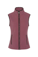 Sleeveless fleece gilet in mauve pink with full front zip and side pockets