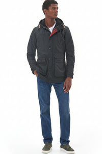 Barbour Mens Game Parka Wax Cotton - Black