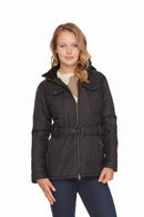 Barbour women's quilted polarquilt jacket with hood, zip front, waist belt and angled pockets