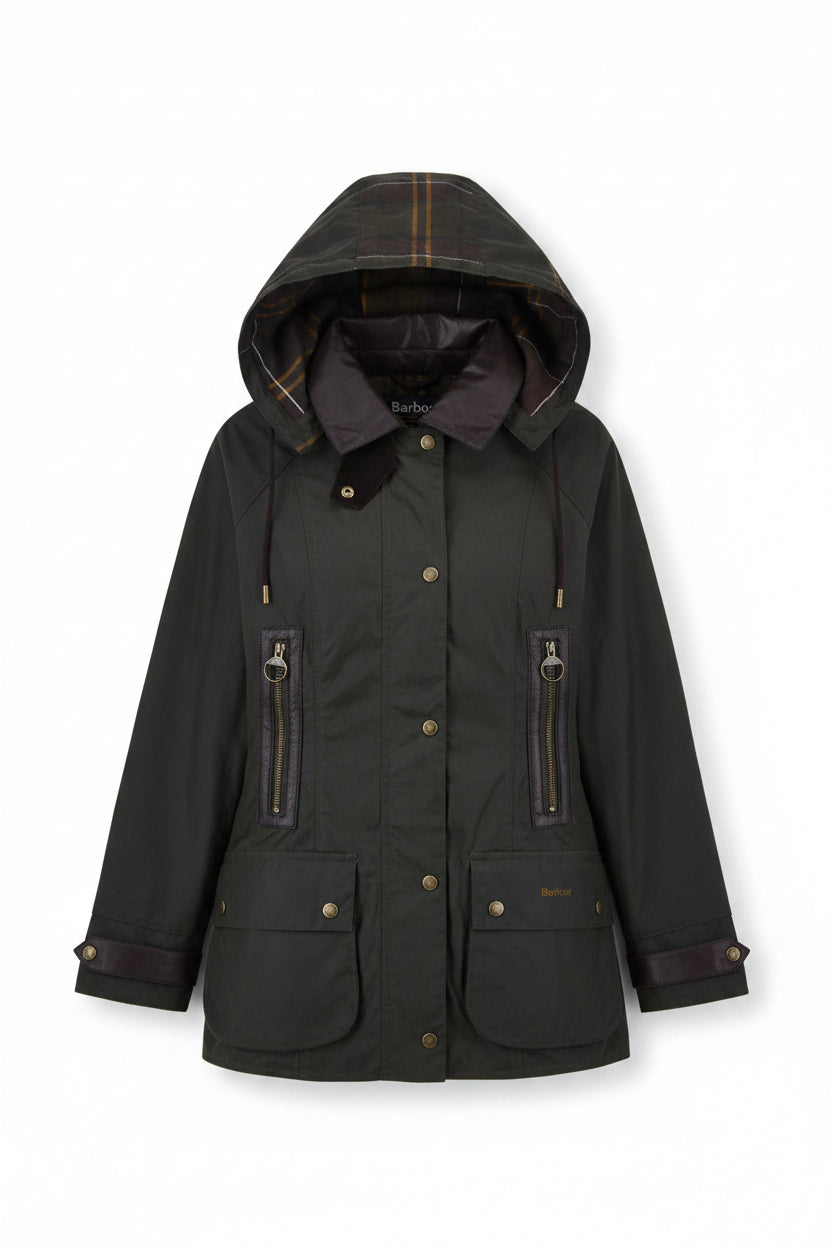 Barbour Ivy Wax Jacket  Fern LWX1494OL52 FLAT