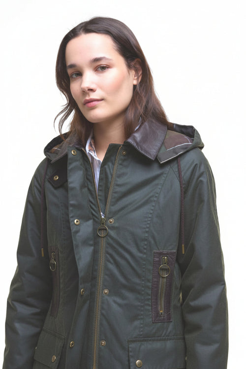 Barbour Ivy Wax Jacket  Fern LWX1494OL52 NECK