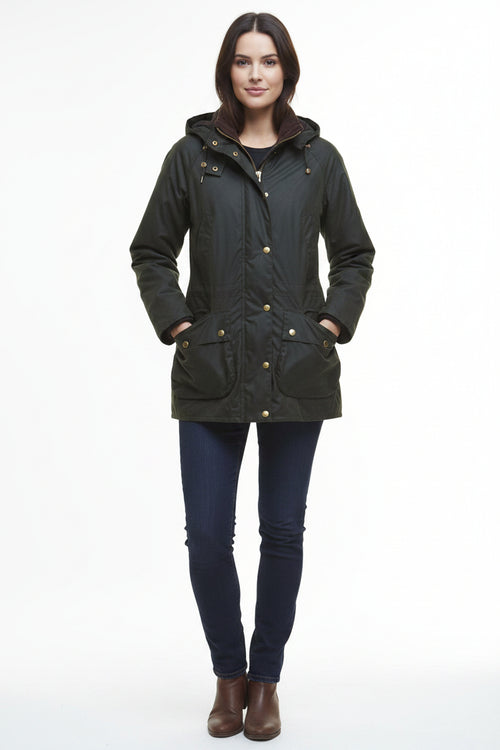 Barbour Ivy Wax Jacket  Fern LWX1494OL52 REAR