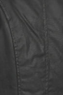 Barbour waxed waterproof coat fabric panel with visible stitched seams, black
