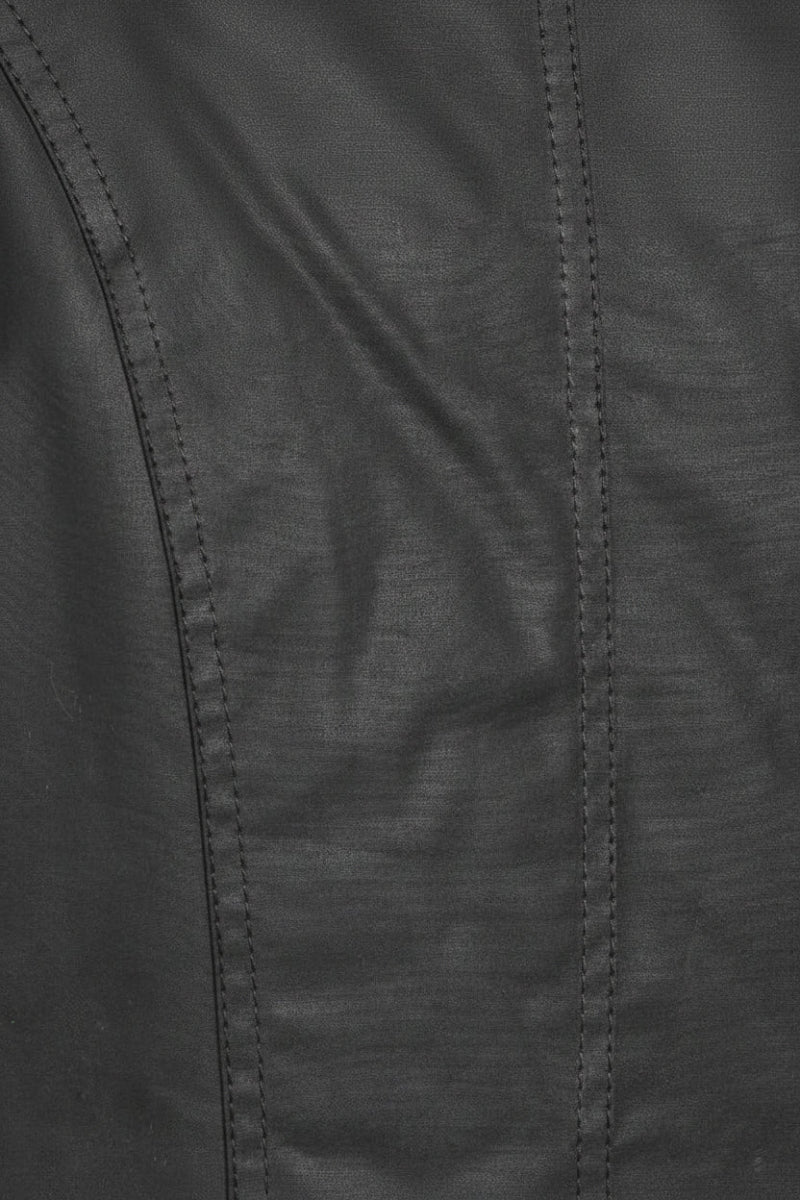 Barbour waxed waterproof coat fabric panel with visible stitched seams, black