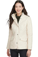 Women's Barbour polarquilt jacket, pale cream snap front with stand collar