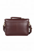 Barbour leather briefcase, dark brown, top handle and adjustable shoulder strap