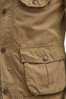 Barbour logo on chest pocket flap, olive-brown summer cotton jacket