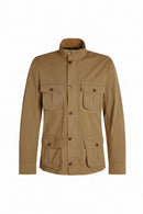 Barbour olive-brown cotton jacket with four flap pockets and button placket
