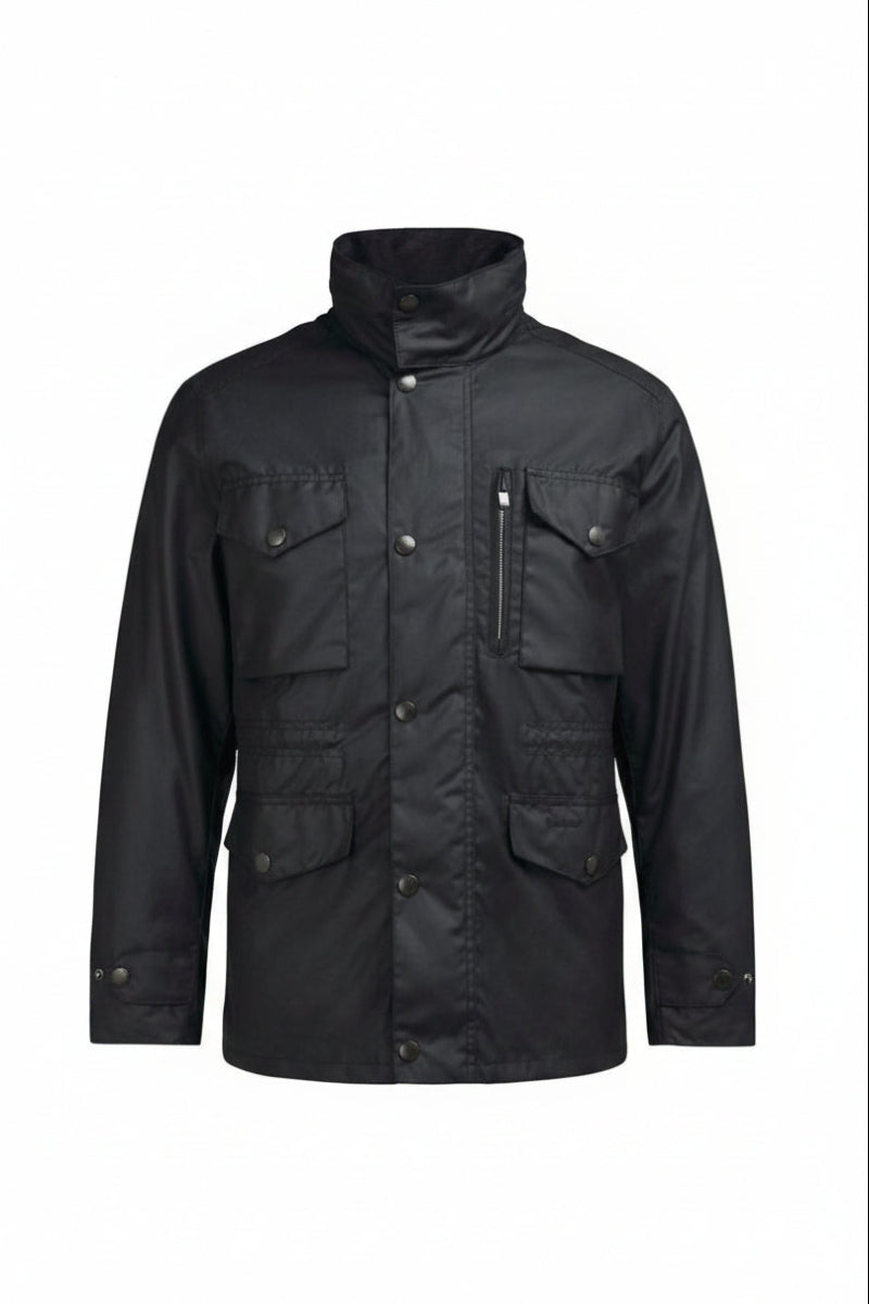 Barbour Mens Wax Sapper Jacket Black MWX0020BK91-flat