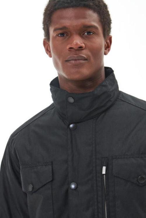 Barbour Mens Wax Sapper Jacket Black MWX0020BK91-neck