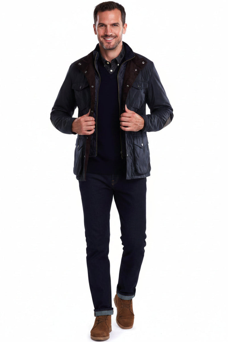 Barbour Mens Ogston Wax Jacket - Navy