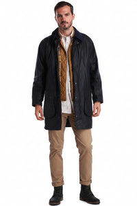 Barbour Mens Border Wax Jacket Navy