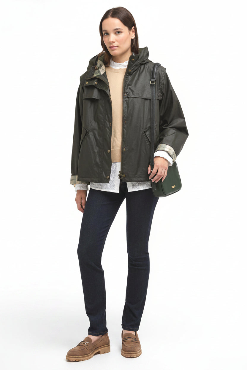 Barbour Ornella Waxed Jacket Archive Olive