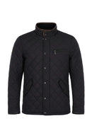 Barbour Powell quilted jacket, dark navy, stand collar with snap placket and chest pocket