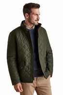 Men's Barbour quilted jacket, sage green, zip front and patch pockets
