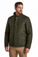 Men's Barbour quilted jacket, sage green, buttoned placket and pocket flaps
