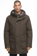 Barbour Beaufort waterproof parka, front button placket and two chest pockets, hooded.