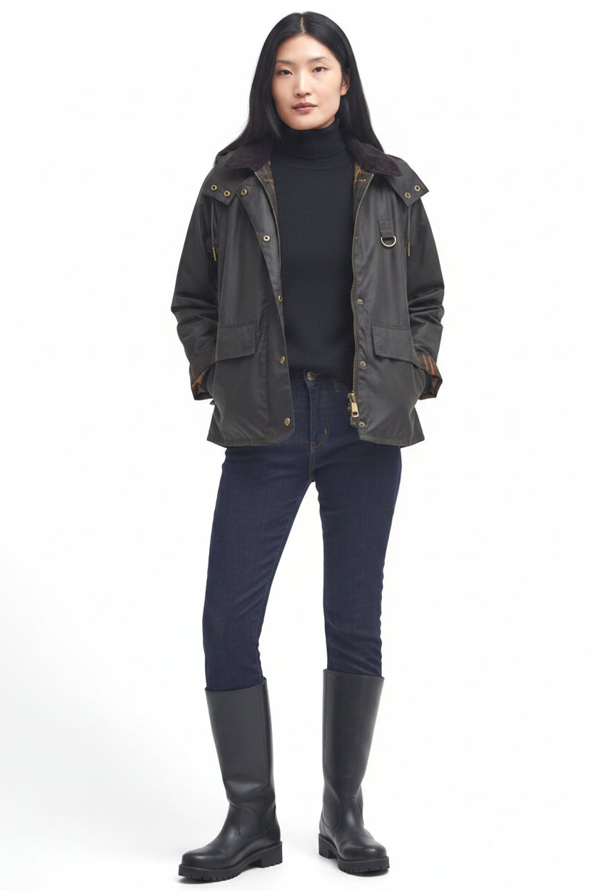 Barbour Womens Avon Waxed Jacket Olive