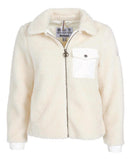 Barbour Birling white fleece zip jacket with chest pocket and stand collar