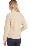 Women’s cream fleece zip jacket, stand collar, long sleeves