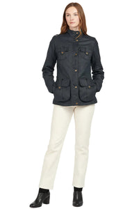 Barbour Womens Winter Defence Wax Jacket - Navy