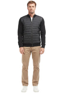 Barbour quilted zip-through sweater in black with ribbed knit cuffs and hem