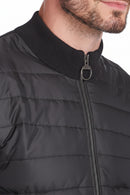Barbour black zip-through sweater with metal zipper pull and stand collar