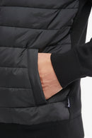 Barbour black quilted sweater with ribbed knit sleeve and side logo patch