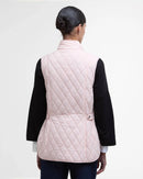 Barbour women's pink quilted gilet back view with diamond stitching and side pocket