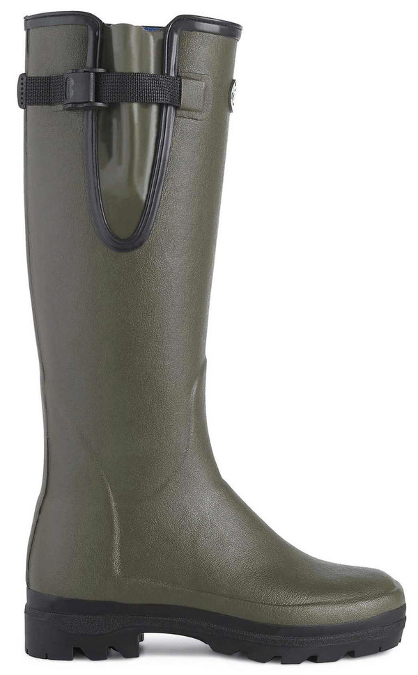 Le Chameau ladies dark green tall wellington boots with adjustable strap