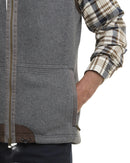 Barbour Langdale fleece waistcoat hem detail: full-zip front, side pocket, brown pocket lining.