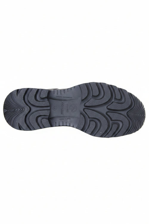 Rubber wellington boot sole view, wavy tread and grip pattern