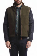 Men's fleece waistcoat in olive green with full front zip and side pockets