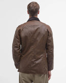 Barbour Ashby Wax Jacket - Barkwax jacket with stand collar and button-back, viewed from the rear