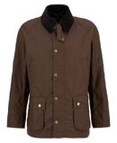 Barbour Ashby Wax Jacket - Bark  wax jacket with dark collar, gold buttons, and chest pockets