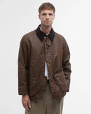 Barbour Ashby Wax Jacket - Bark wax jacket with dark collar, button front, and flap pockets