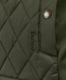 Olive quilted Barbour gilet vest with front zip and diamond pattern