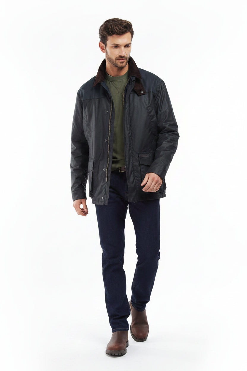 Barbour Findon Wax Jacket Navy