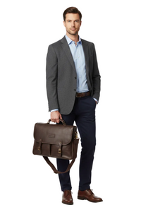 Barbour Leather Briefcase - Chocolate Brown