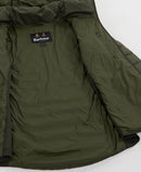 Olive quilted jacket lining with Barbour label