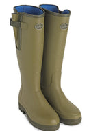 Le Chameau ladies light green tall rubber wellington boots with adjustable strap