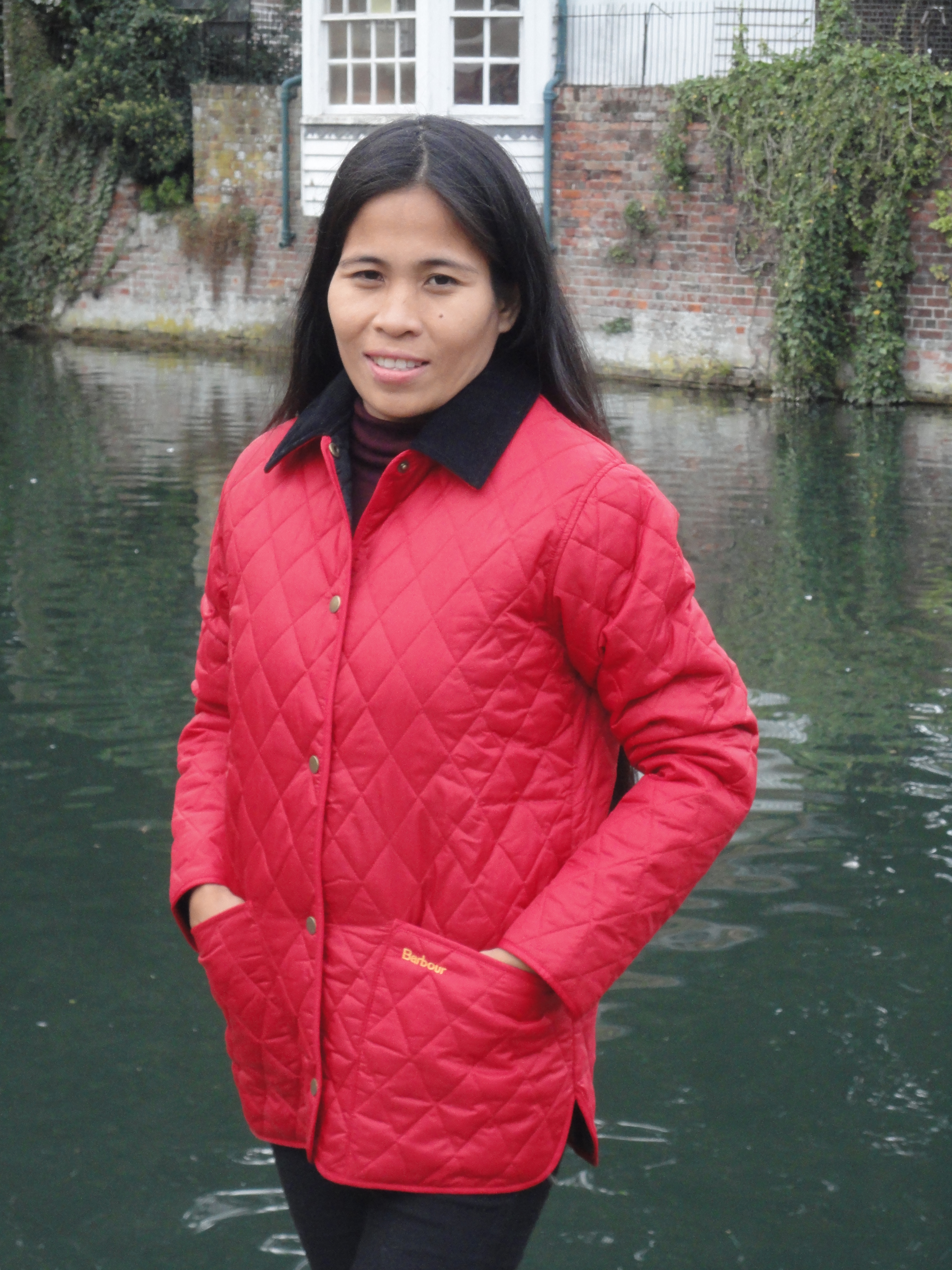 barbour womens red quilted jacket
